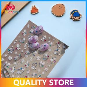 [Eleanor] Cute Christmas Style Colorful Polka Dot Snowflakes Nail Art Stickers Women Nail Art Print Embossed Stickers Festive Nail Decor