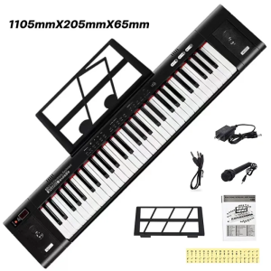 61 Key Keyboard Piano Portable Electronic Keyboard Piano for Beginners with Speakers Microphone Sheet Music Stand Digital Music Keyboard for Beginners