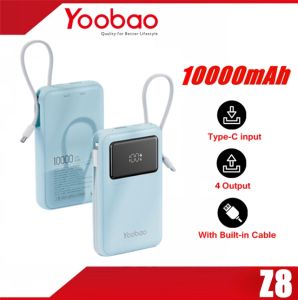 YOOBAO Z8 10000mAh Fast Charge Dual Built-in Light-nin & Type-C Cable w/ Digital Display Power Bank and 3C Certification