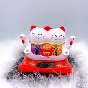 Pajangan Solar Pasangan Kucing Cinta Hoki Rejeki Lucky Cat Keberuntungan Hiasan Dashboard Mobil