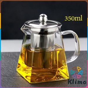 KLIMO Heat Resistant Glass Teapot with Stainless Steel Filter For Home Office Tea Set 350ml/550ml/750ml/950ml