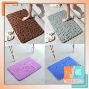 Harga Grosir – Keset Kamar Mandi Kualitas Bagus / Keset Kaki Anti Slip Motif Batu & Kaki