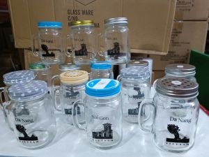 Bình ly có quai cầm thủy tinh in họa tiết Hà Nội - Sài Gòn – Đà Nẵng dung tích 450ml - Shop giao mẫu ngẫu nhiên