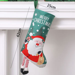 YESPERY 62cm Large Christmas Stocking Santa Claus Xmas Tree Snowman Elk Hanging Leg Christmas Socks Candy Gift Bag Party Christmas Decoration