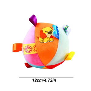 Pet Plush Ball Toy Dog Cat Interactive Ring Bell Chewing Sounding Toy Plush Ball Soft Pet Squeaky Ball