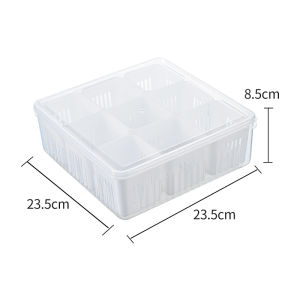 Refrigerator Storage Box 2/4/6/9 Grids Food Frozen Refrigerator Drain Basket Storage with Cover Kitchen Garlic Onion Ginger Pepper Sorting Box