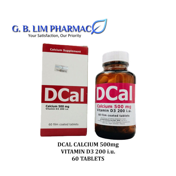 DCAL CALCIUM 500MG VITAMIN D3 200IU 60 TABLETS ONE BOTTLE ( EXP: 31-AUG ...
