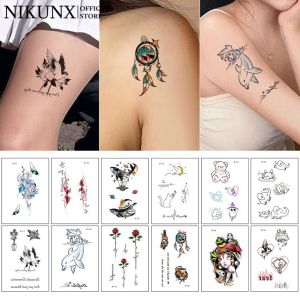 NIKUNX BC สติกเกอร์รอยสักดำสดขนาดเล็กสติกเกอร์รอยสักยาวนานกันน้ำ ร่างกายศิลปะรอยสักสำหรับผู้หญิงชายรอยสักชั่วคราว