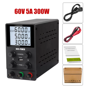 【COD】KUAIQU DC Power Supply Lab Adjustable Encoder 30V 10A 300W Voltage Regulator ON OFF Current Preset 60V5A USB Power Source Color Display
