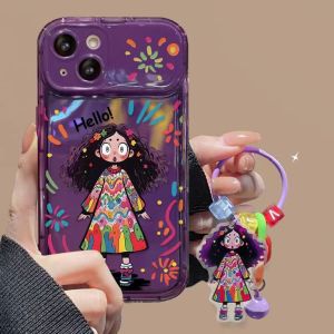 [Mới] Ốp Điện thoại TPU họa tiết cô gái graffiti gương lật có chức năng giá đỡ cho iPhone 13 14 15 Series