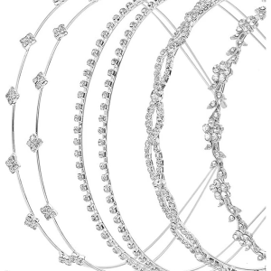 4Pcs Sparkling Rhinestones Bridal Headbands Silver Glitters Hair Accessories for Wedding Party Women Girls