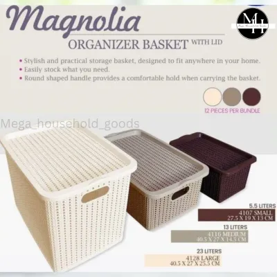 Nikko Magnolia Organizer Storage Basket Rattan with Cover