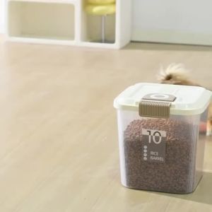 OA มีตัวซีลอย่างดีความชื้น กล่องอาหารสัตว์เลี้ยง ถังข้าว ใส่ได้ 5-25kg ความจุขนาดใหญ่ กล่องเก็บอาหารแห้ง มีล้อเลื่อน ใส่อาหารสัตว์เลี้ยง ถังใส่อาหารแมว กล่องเก็บอาหารสุนัข กล่องเก็บอาหาร กระปุกใส่อาหาร salvo