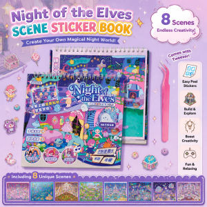 Create magical worlds with the Night of the Elves sticker book - 8 enchanting scenes await!