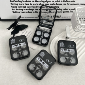 2in1 Kotak Softlens Couple Premium Case Acrylic Kotak Softlens Transparan isi 2 in 1 / Tempat Soflens 2in1 Case Pasangan Softlen / Travel Kit Mini Karakter