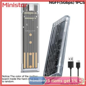 Ministar M.2 NVME PCIe NGFF SATA Protocol Case Clear USB Type C 10Gbps PCI-E Transparent External Hard Disk Box Case For Laptop Phone