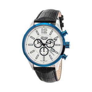 ADRIATICA Swiss Made Aviator Pilot Chronograph Calendar Watches Blue Bezel Mens Leather Strap Watch 47mm A8188.52B3CH