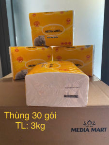 THÙNG 30 BỊCH NHỎ GIẤY ĂN BỎ TÚI MEDIA MART 300 TỜ 3 LỚP CHUẨN HÀNG SIÊU THỊ- GIẤY RÚT TRẮNG DAI