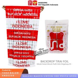 tirai foil Kotak merah putih dirgahayu ri / backdrop kotak kotak merah putih hut ri / tirai rumbai kotak dirgahayu ri / hiasan agustusan backdrop tirai foil merah putih