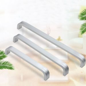 HUGHES Aluminum Alloy Door Cabinet Straight Handle 64mm/96mm/128mm Silver Door Knobs Home Improvement Minimalist Furniture Handle Kitchen
