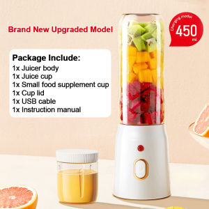 450ML 2 Cups Portable Blender For Shake Blender Tumbler Heavy Duty For Fruits And Vegetables Juicer Fruit Presser