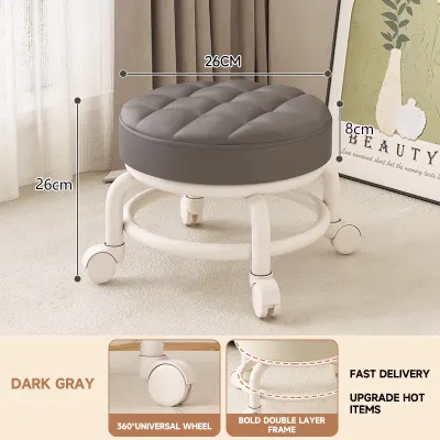 Low Chair With Wheels Transparent Low Round Rolling Stool Seat Short Stool With Backrest Universal