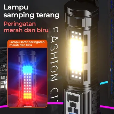 READY STOK SENTER LED S71 SUPER TERANG 90000 LUMENS JARAK JAUH ANTI AIR BISA ZOOM & CAS USB-C ORIGINAL RECHARGEABLE