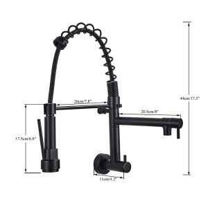 Spring ORB Wall Mounted Kitchen Faucet Pull Down Black Chrome Single Cold Kitchen Taps Water Purify Dual Function Sprayer Taps
