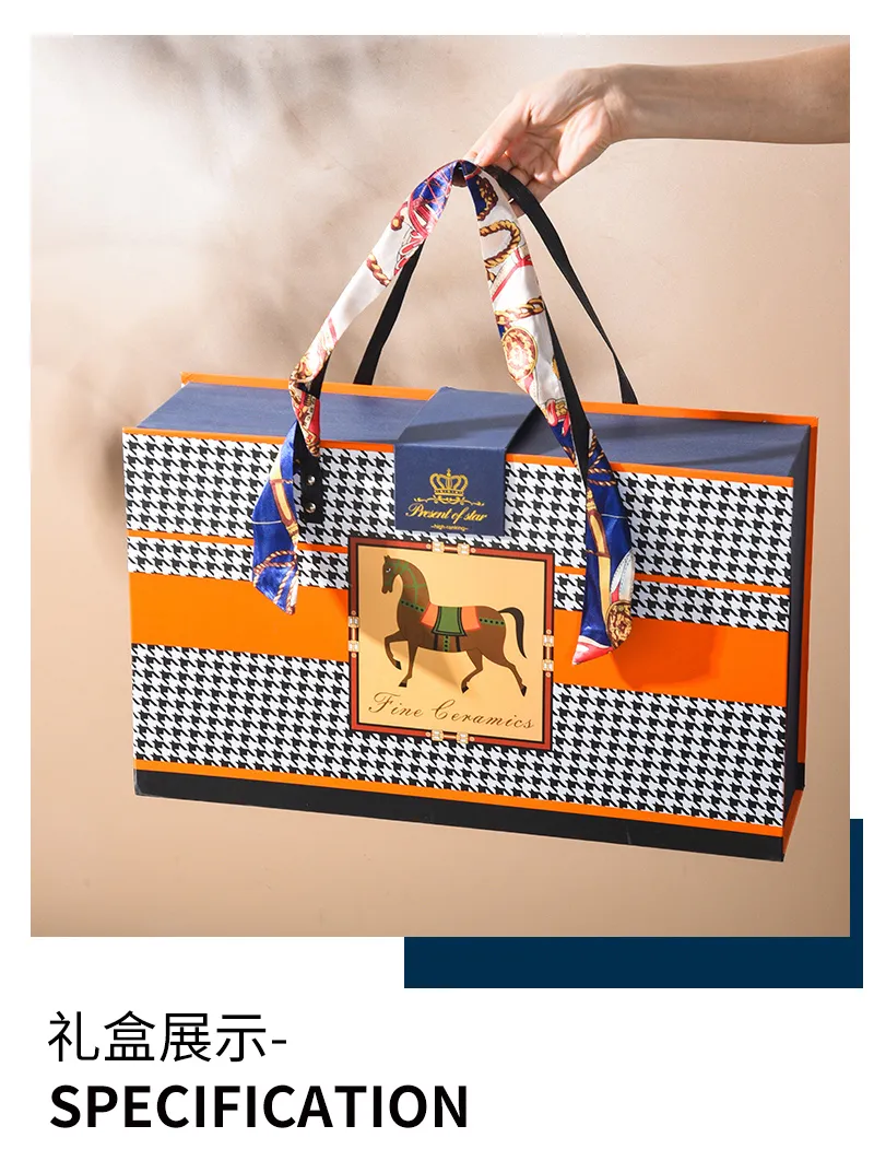 Horse Motif 6-Ceramic Bowl With 6-Spoon Gift Box 8 Horse Motif 6-Ceramic Bowl With 6-Spoon Gift Box