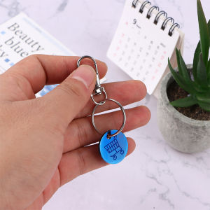 LYM Portable Carts Token Keyring Solver Chip Key Chain 23MM One Euros Europe Metal Shopping Trolley Coin Holder Keychain