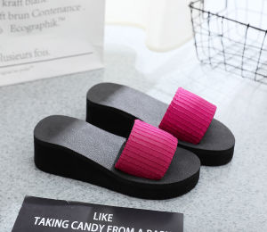 [Free Shipping] Korean-Style One-Strap Sandals Fashionable Solid-Color Platform Sandals Home Slippers One-Strap Sandals Stylish And Versatile