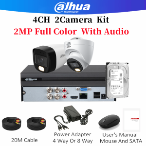 Dahua CCTV Camera Package Set 2MP/5MP HD Full-Color With Audio CCTV Security Systems 4/8 Channel Complete CCTV Kit