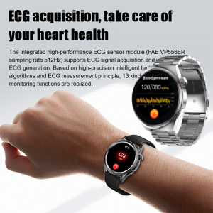 Smart Blood Sugar Watch Round Heart Rate Monitoring Bluetooth Talking Steel Strap Watch