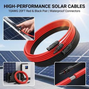 6.1Meters 4mm2/6mm2 Black/Red Solar Extension DC Cable 10AWG Wire with PV DC Connectors Used in Solar Panel System