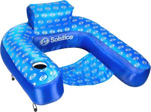 SWIMLINE Original Fabric Covered Inflatable Pool Lounger with Comfortable Sling Seat Back Rest and Built in Cup Holder for Pool Beach Lake and More