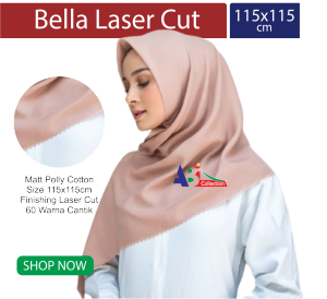 Kerudung Segi 4 Terbaru Bella Square Laser Cut Jilbab Segi Empat Polos Bella Square Lasercut Premium