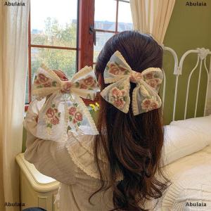 [COD] Abulaia New Embroidered Bow Hairpin Lace Hair Clip Sweet Back Of The Head Duckbill Clip Fashion Hair Accessories For Girl Woman