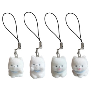 Adorable 3D Puppy Phone Charm Keychain Lanyard Strap Accessory With Soft Flocking Finish For Everyday Style