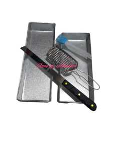 2 pcs loyang brownies dan pisau roti parutan keju kuas silikon loyang kue