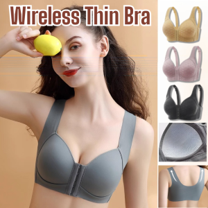 Wireless Thin Bra For Women Front-Button Anti-Sagging Push-Up Underwear Comfortable Breathable Lingerie