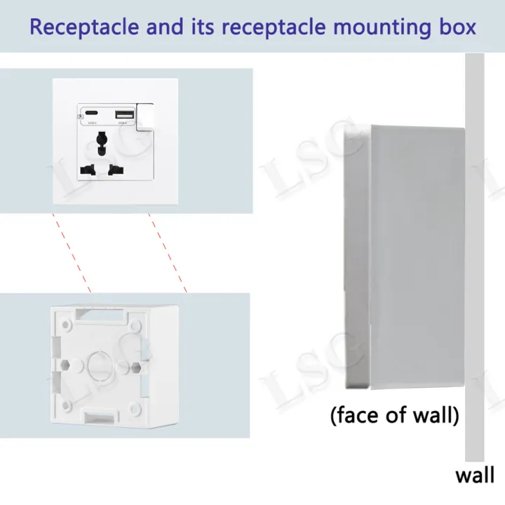 Universal Powerpoint Plug LSG Outlet socket for wall 3-hole universal power point, Electrical ...