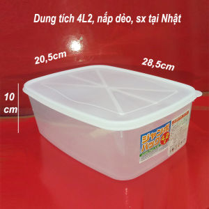 hộp nhựa 42 lít đựng thực phẩm của Nhật 285x205cm cao 10cm nắp dẻo dùng được trong lò vi sóng. D243