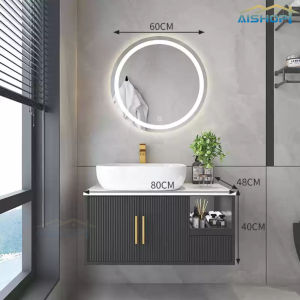 [SG Seller]Bathroom Cabinet Smart mirrors Makeup Cabinet Bathroom Vanity Cabinet Set  Rock Board Countertop Basin