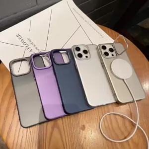 Invisible Bracket Compatible iPhone17ProMax New Magnetic Phone Case for 14 Frosted 15 Apply mechanically