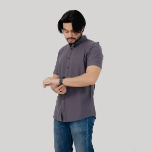 Hey Man Kemeja Pendek Pique - Grey