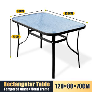 Outdoor Table Casual Wrought iron table Cafe Bar Courtyard Outdoor square tempered glass table