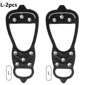 1pasang Alas Sepatu Paku Anti Slip Alas Sepatu Salju Dengan 8 Gigi Alas Sepatu Mendaki