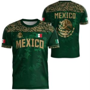 [Local Stock] HBESTY Halloween Christmas Mexican Flag-themed 3D Eagle Pattern Sport Quick-dry Breatha Mens T-shirt Outdoor Football Sportswear parent-child Clothing