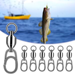 MUQZI 10pcs Bearing Swivel 8-shape Ring Rolling Swivel Jig Fishing Tools Hooked Snap Oval Split Rings Lure Connector Fishhook Swivel