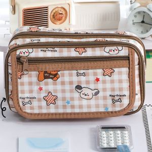 MIRACLE HOME STORE Multi-layers Kawaii Pencil Bag Zipper Large Capacity Pen Pencil Case Badge Pouch Cute Stationery Bag School